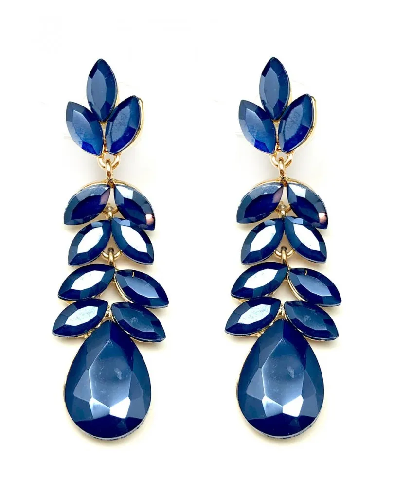 PENDIENTES LARGOS DE FIESTA AZUL MARINO DE BISUTERIA EN MADRID